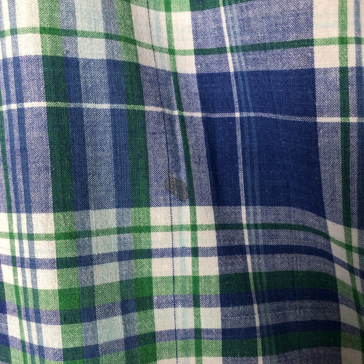90'S Ralph Lauren POLO SPORT short sleeve button down check shirt made in Canada men's size L cotton blue type Vintage Second Hand