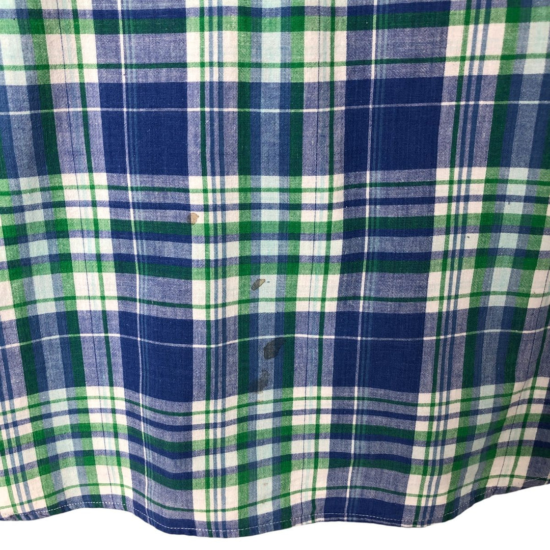 90'S Ralph Lauren POLO SPORT short sleeve button down check shirt made in Canada men's size L cotton blue type Vintage Second Hand