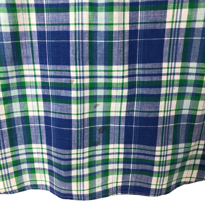 90'S Ralph Lauren POLO SPORT short sleeve button down check shirt made in Canada men's size L cotton blue type Vintage Second Hand