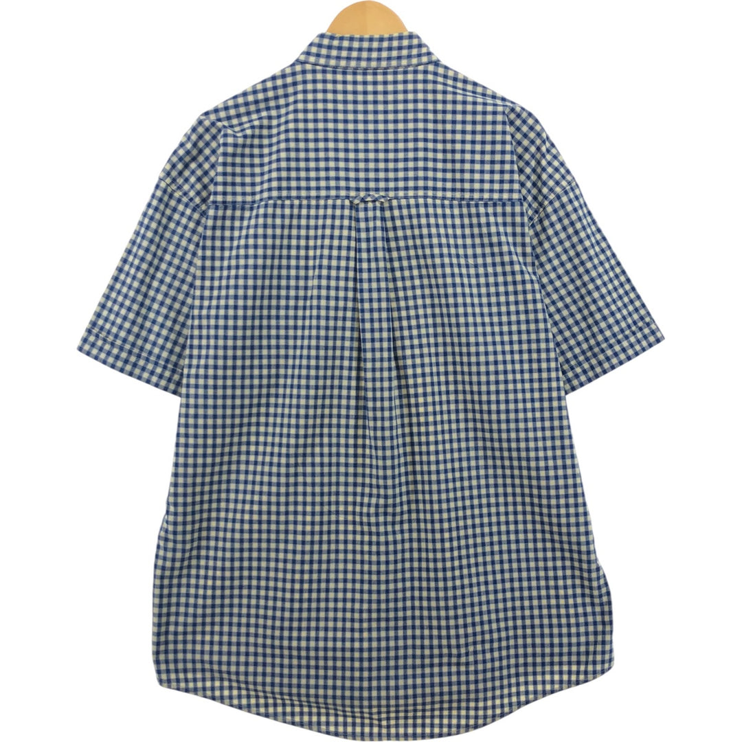 Ralph Lauren CHAPS short sleeve button down check shirt men's size L cotton Navy blue Vintage Second Hand