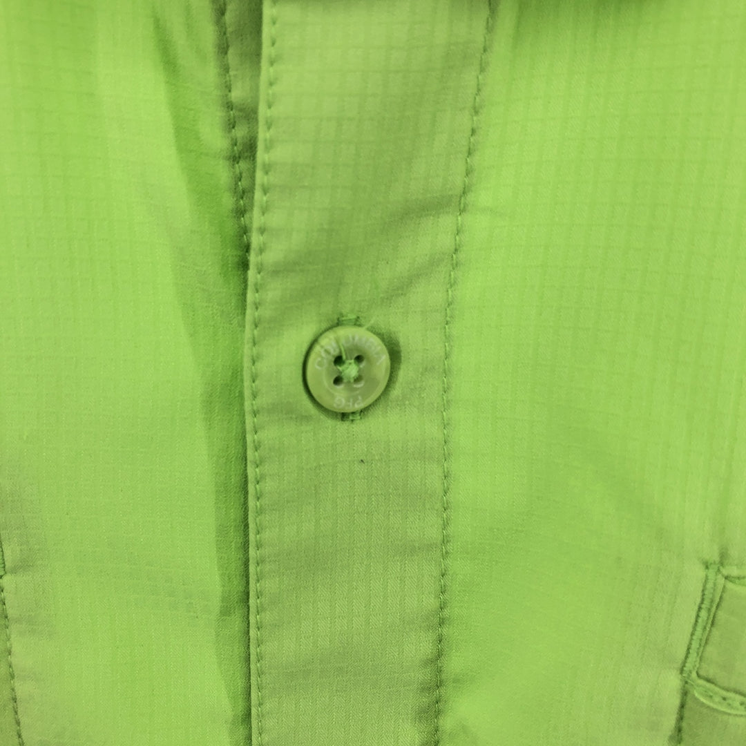 Columbia PFG Button-down Short Sleeve Fishing Shirt, Men's S Size polyester green type yellow green Vintage Second Hand