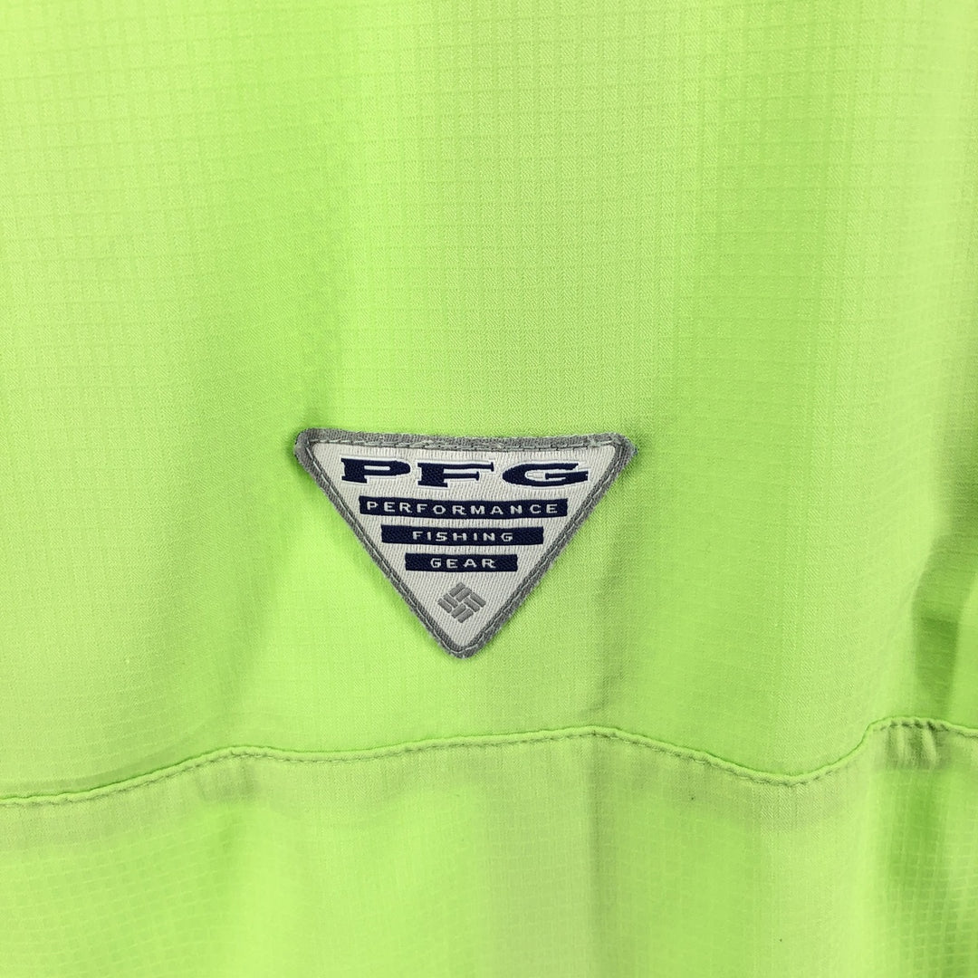 Columbia PFG Button-down Short Sleeve Fishing Shirt, Men's S Size polyester green type yellow green Vintage Second Hand
