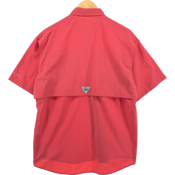 Columbia PFG Button-down Short Sleeve Fishing Shirt, Men's M Size Nylon red type Vintage Second Hand