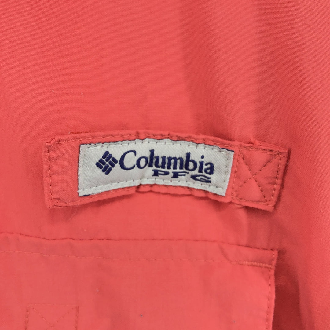 Columbia PFG Button-down Short Sleeve Fishing Shirt, Men's M Size Nylon red type Vintage Second Hand