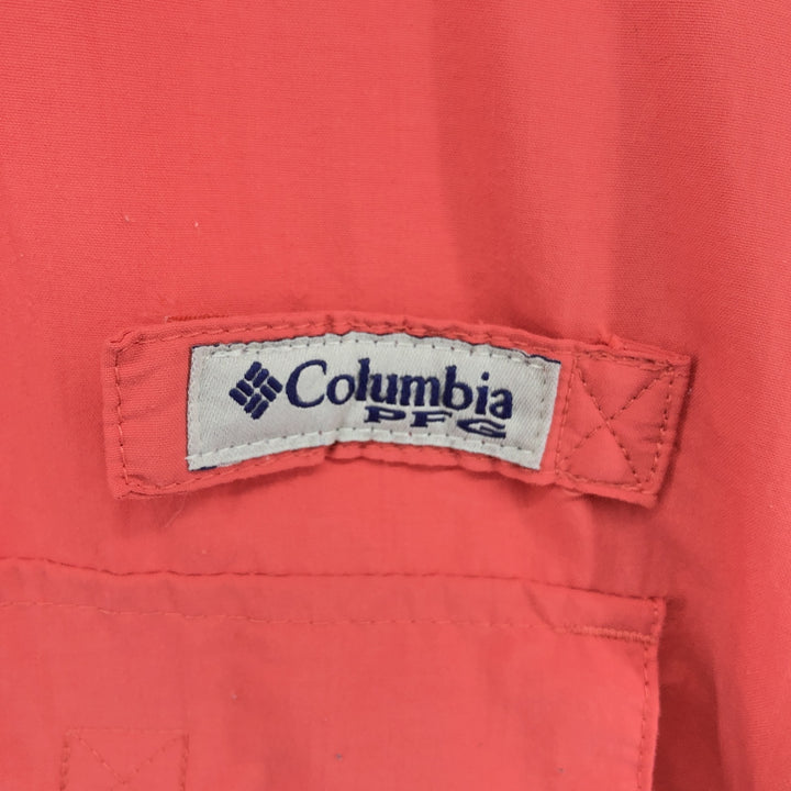 Columbia PFG Button-down Short Sleeve Fishing Shirt, Men's M Size Nylon red type Vintage Second Hand