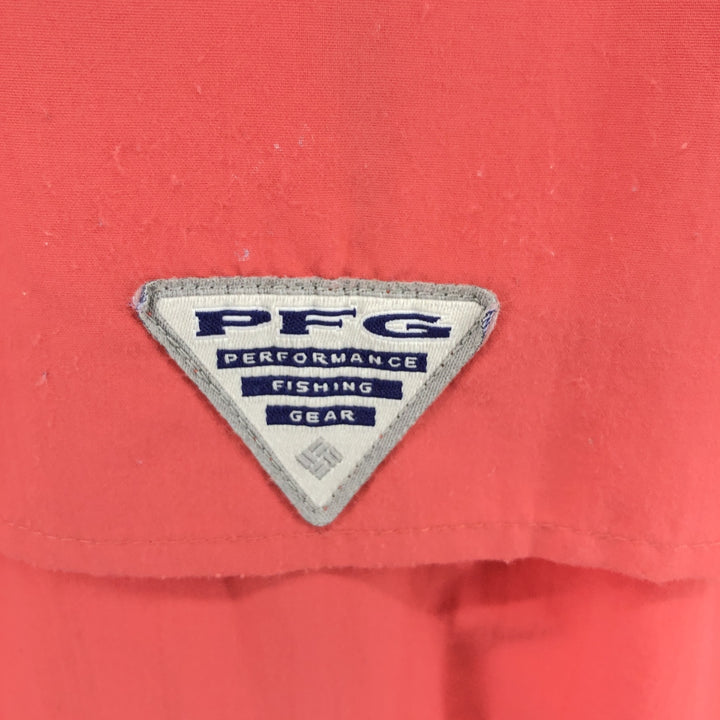 Columbia PFG Button-down Short Sleeve Fishing Shirt, Men's M Size Nylon red type Vintage Second Hand