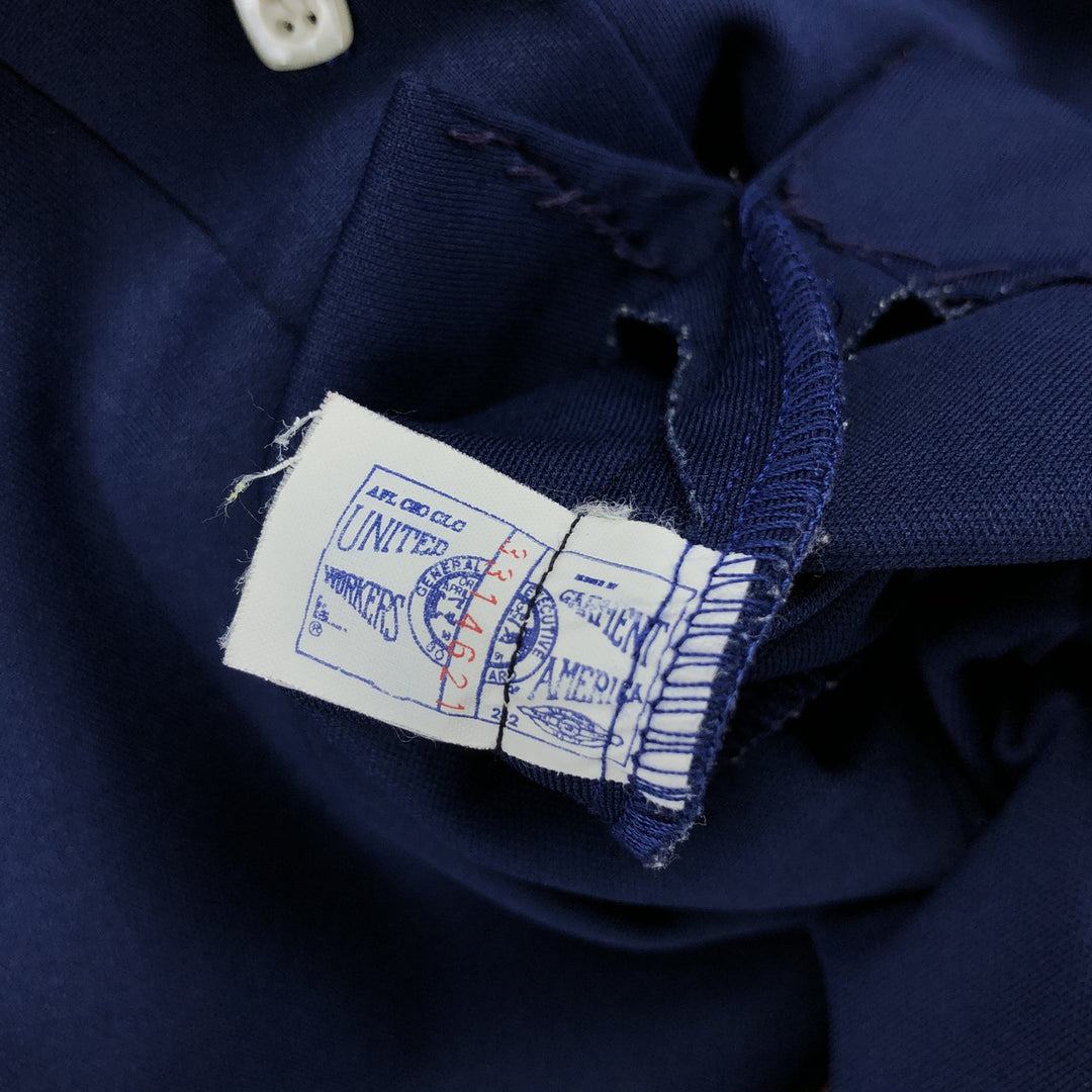 Vintage 70'S King Louie pullover open collar short sleeve bowling shirt made in USA, men's size S polyester Navy blue Vintage Second Hand