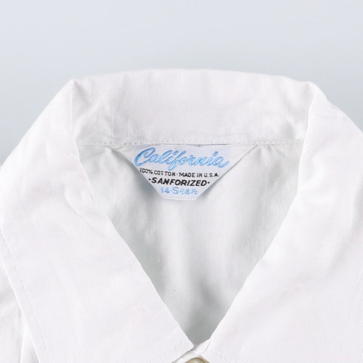 CALIFORNIA Short Sleeve Cotton Shirt Box Shirt Made in USA Men's S Size Vintage cotton white type Vintage Second Hand