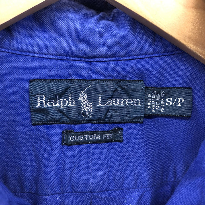 Ralph Lauren CUSTOM FIT short sleeve button down shirt, men's size S cotton blue type Vintage Second Hand
