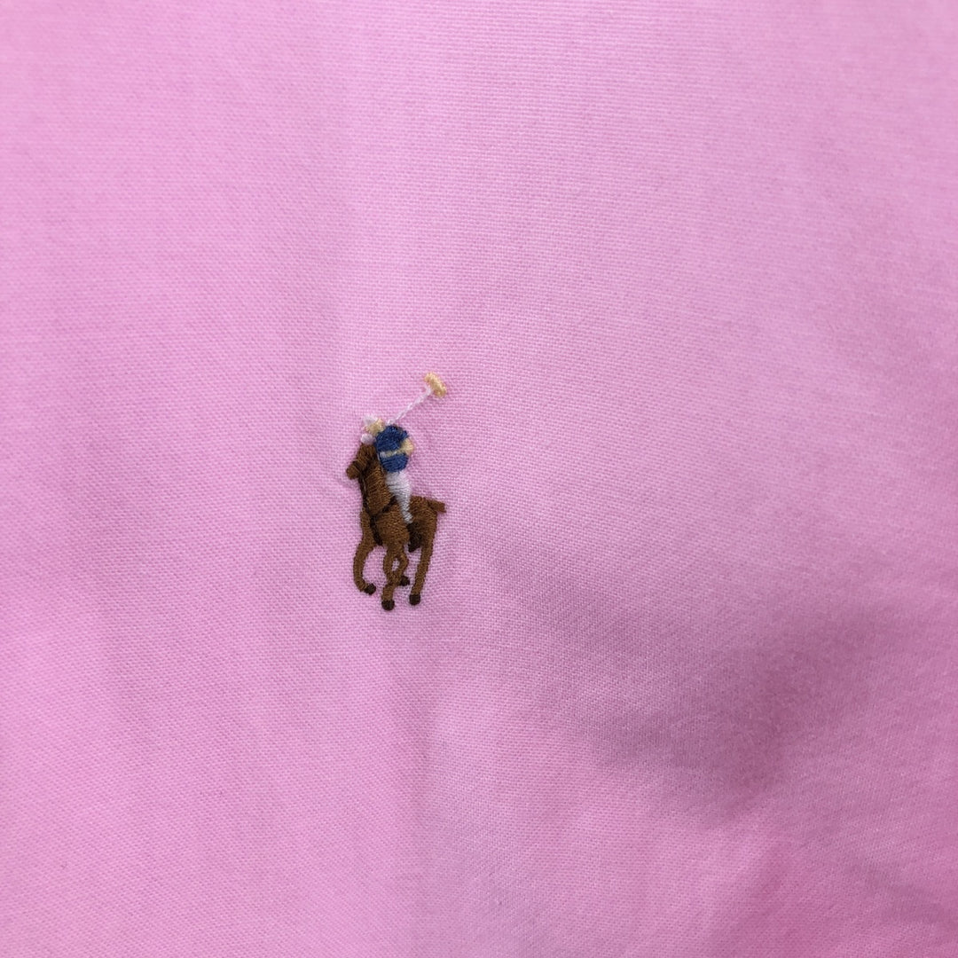 Ralph Lauren CUSTOM FIT short sleeve button down shirt, women's size L cotton pink type Vintage Second Hand