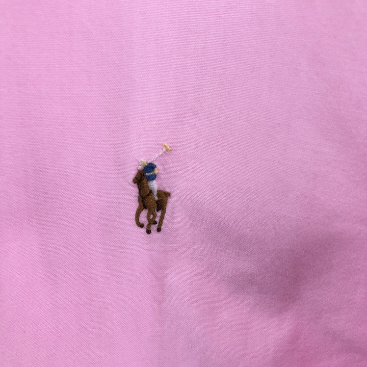 Ralph Lauren CUSTOM FIT short sleeve button down shirt, women's size L cotton pink type Vintage Second Hand