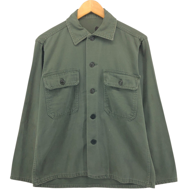 60'S barrel sleeve 3rd model military utility shirt, women's size M, vintage unclear Khaki type Vintage Second Hand