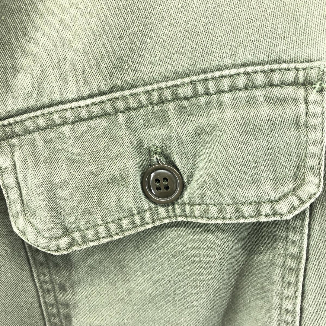 60'S barrel sleeve 3rd model military utility shirt, women's size M, vintage unclear Khaki type Vintage Second Hand