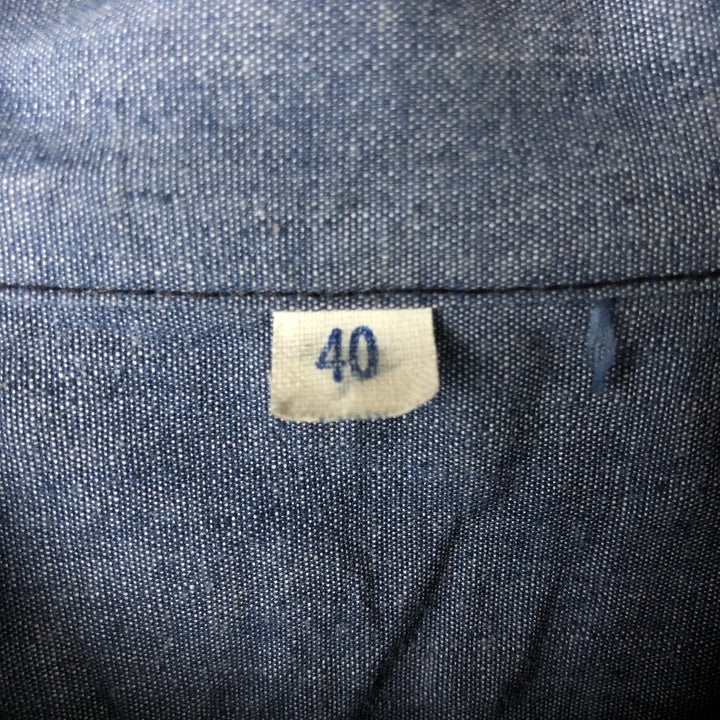 Long sleeve denim shirt, Mexican shirt, men's size M unclear blue type Vintage Second Hand