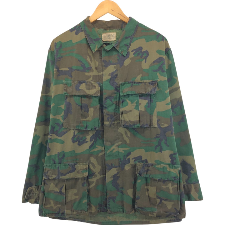 US Military Camouflage Pattern Woodland Camo Ripstop Military Jacket Made in USA MEDIUM-REGULAR Men's M cotton Khaki type Vintage Second Hand