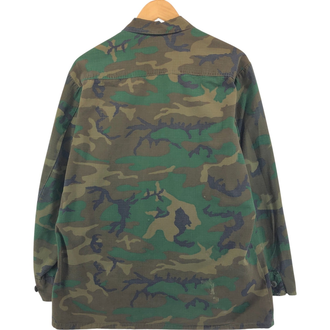 US Military Camouflage Pattern Woodland Camo Ripstop Military Jacket Made in USA MEDIUM-REGULAR Men's M cotton Khaki type Vintage Second Hand