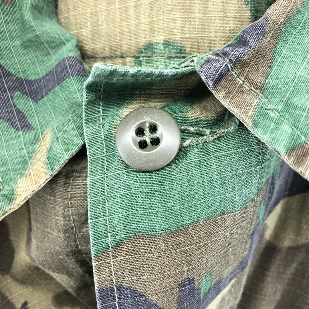 US Military Camouflage Pattern Woodland Camo Ripstop Military Jacket Made in USA MEDIUM-REGULAR Men's M cotton Khaki type Vintage Second Hand