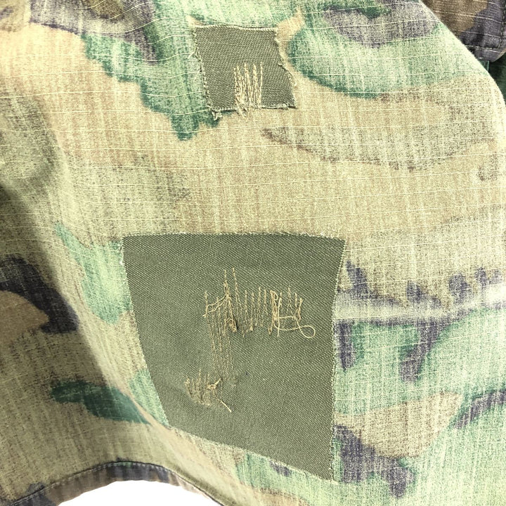 US Military Camouflage Pattern Woodland Camo Ripstop Military Jacket Made in USA MEDIUM-REGULAR Men's M cotton Khaki type Vintage Second Hand