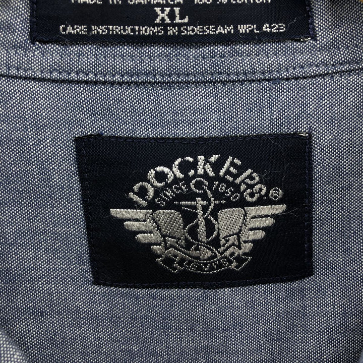 90'S Levi's DOCKERS short sleeve button down shirt, men's XL size, vintage cotton blue type Vintage Second Hand