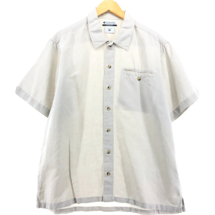 Columbia Short Sleeve Ramie x Cotton Shirt, Men's M Size Lamy Beige type Vintage Second Hand