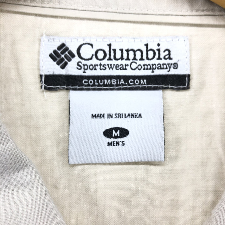 Columbia Short Sleeve Ramie x Cotton Shirt, Men's M Size Lamy Beige type Vintage Second Hand