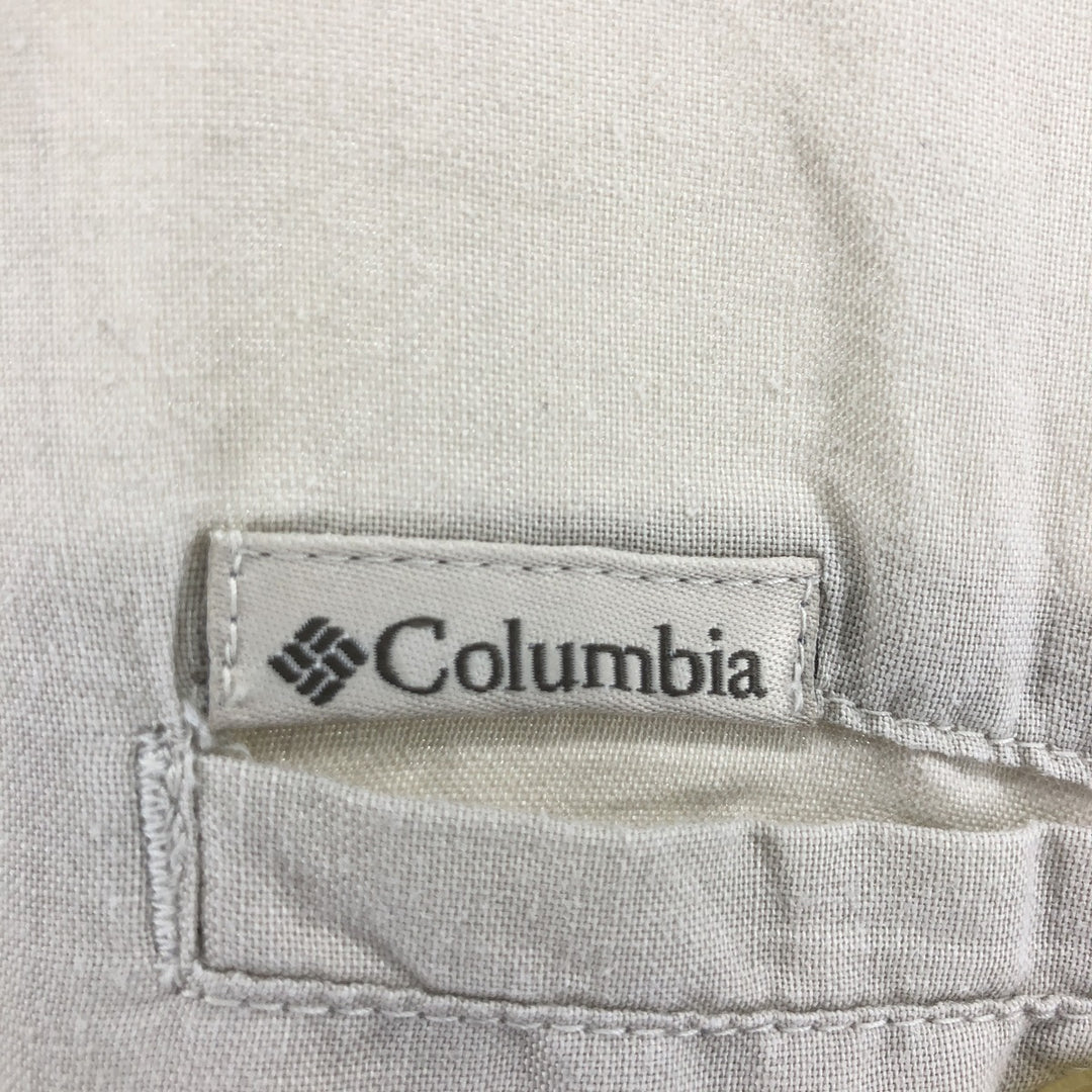 Columbia Short Sleeve Ramie x Cotton Shirt, Men's M Size Lamy Beige type Vintage Second Hand