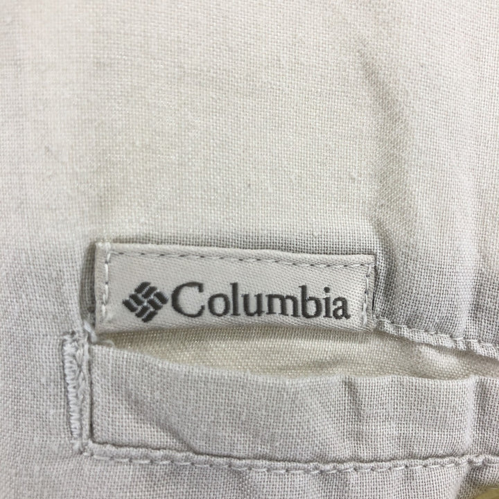 Columbia Short Sleeve Ramie x Cotton Shirt, Men's M Size Lamy Beige type Vintage Second Hand