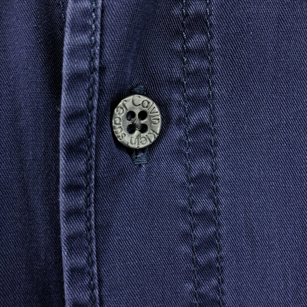 90'S Calvin Klein short sleeve cotton shirt, men's size L, vintage cotton navy blue type Vintage Second Hand