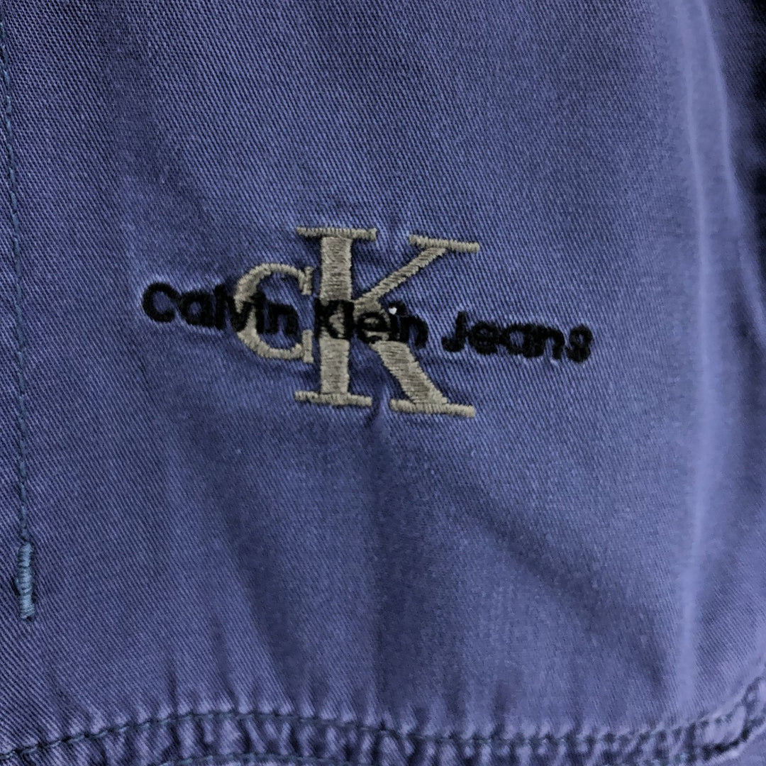 90'S Calvin Klein short sleeve cotton shirt, men's size L, vintage cotton navy blue type Vintage Second Hand