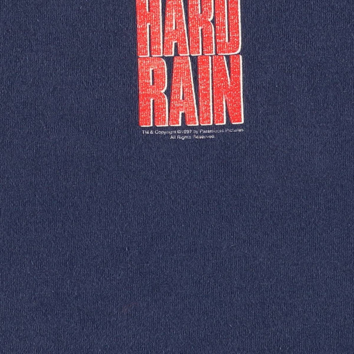 90s~00'S ALSTYLE APPAREL and ACTIVEWEAR Flood HARD RAIN Movie T-shirt Men's L size cotton navy blue type Vintage Second Hand