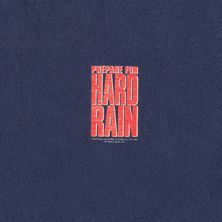 90s~00'S ALSTYLE APPAREL and ACTIVEWEAR Flood HARD RAIN Movie T-shirt Men's L size cotton navy blue type Vintage Second Hand