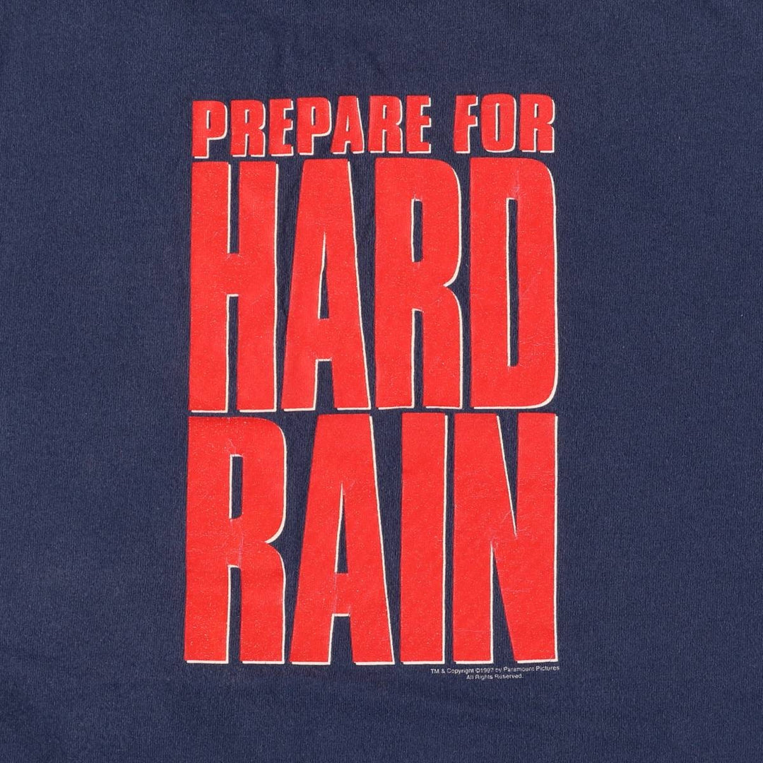 90s~00'S ALSTYLE APPAREL and ACTIVEWEAR Flood HARD RAIN Movie T-shirt Men's L size cotton navy blue type Vintage Second Hand