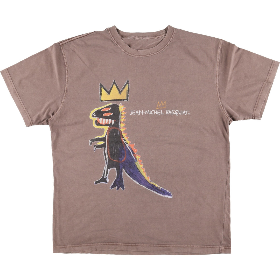 JEAN-MICHEL BASQUIAT Jean-Michel Basquiat Art T-shirt Men's L size unclear brown type Vintage Second Hand