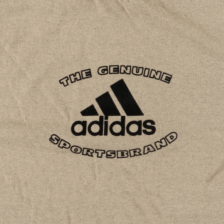 90'S Adidas logo print T-shirt, men's size L, vintage cotton brown type Vintage Second Hand