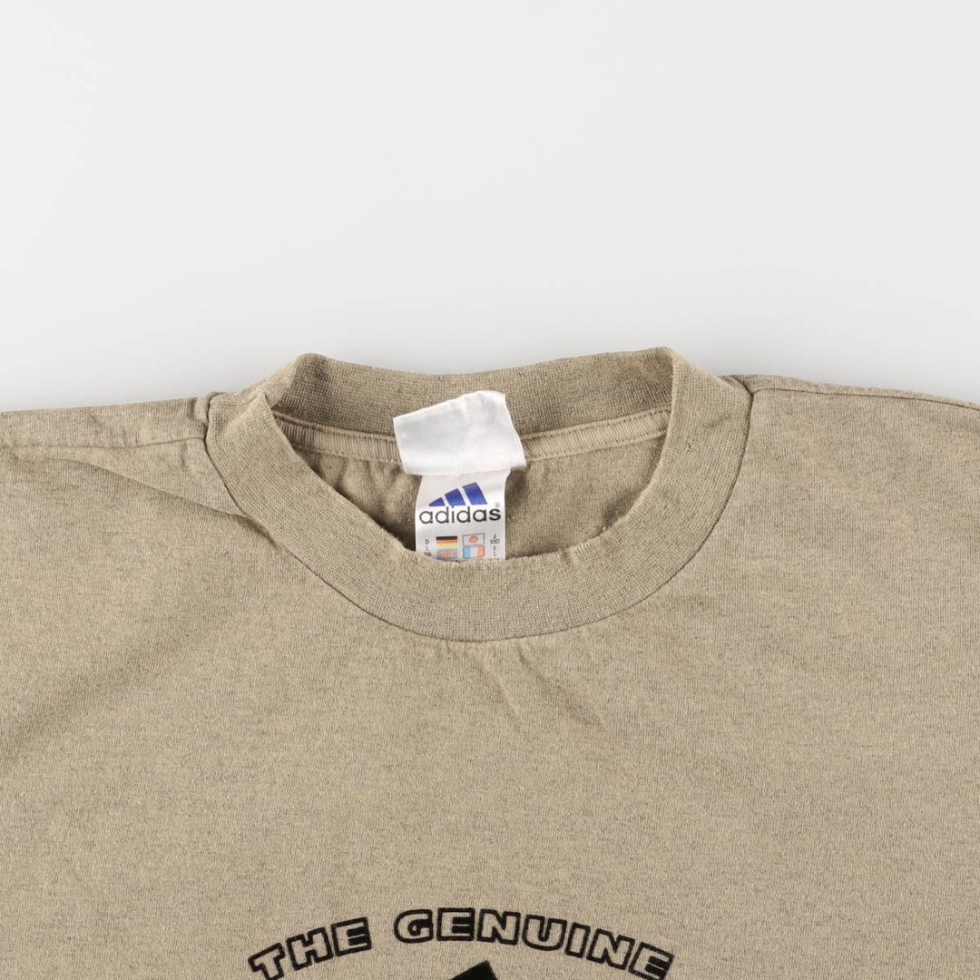 90'S Adidas logo print T-shirt, men's size L, vintage cotton brown type Vintage Second Hand