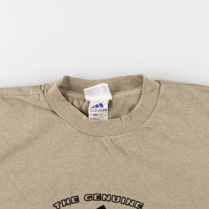 90'S Adidas logo print T-shirt, men's size L, vintage cotton brown type Vintage Second Hand
