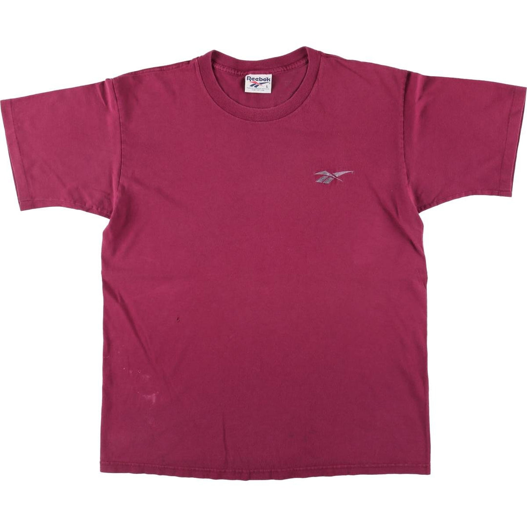90'S Reebok One Point Logo T-shirt Made in USA Men's L Size Vintage cotton wine-red Vintage Second Hand