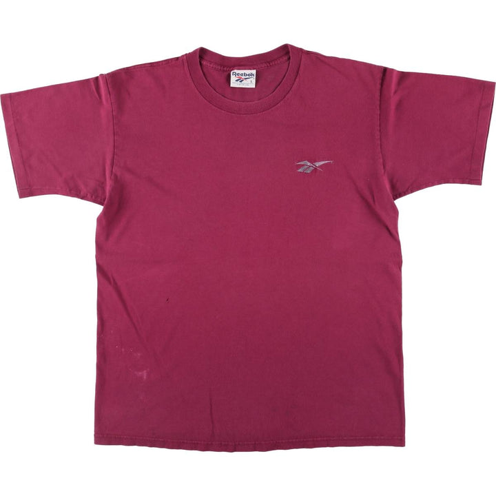 90'S Reebok One Point Logo T-shirt Made in USA Men's L Size Vintage cotton wine-red Vintage Second Hand