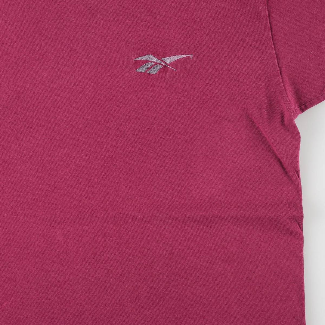 90'S Reebok One Point Logo T-shirt Made in USA Men's L Size Vintage cotton wine-red Vintage Second Hand