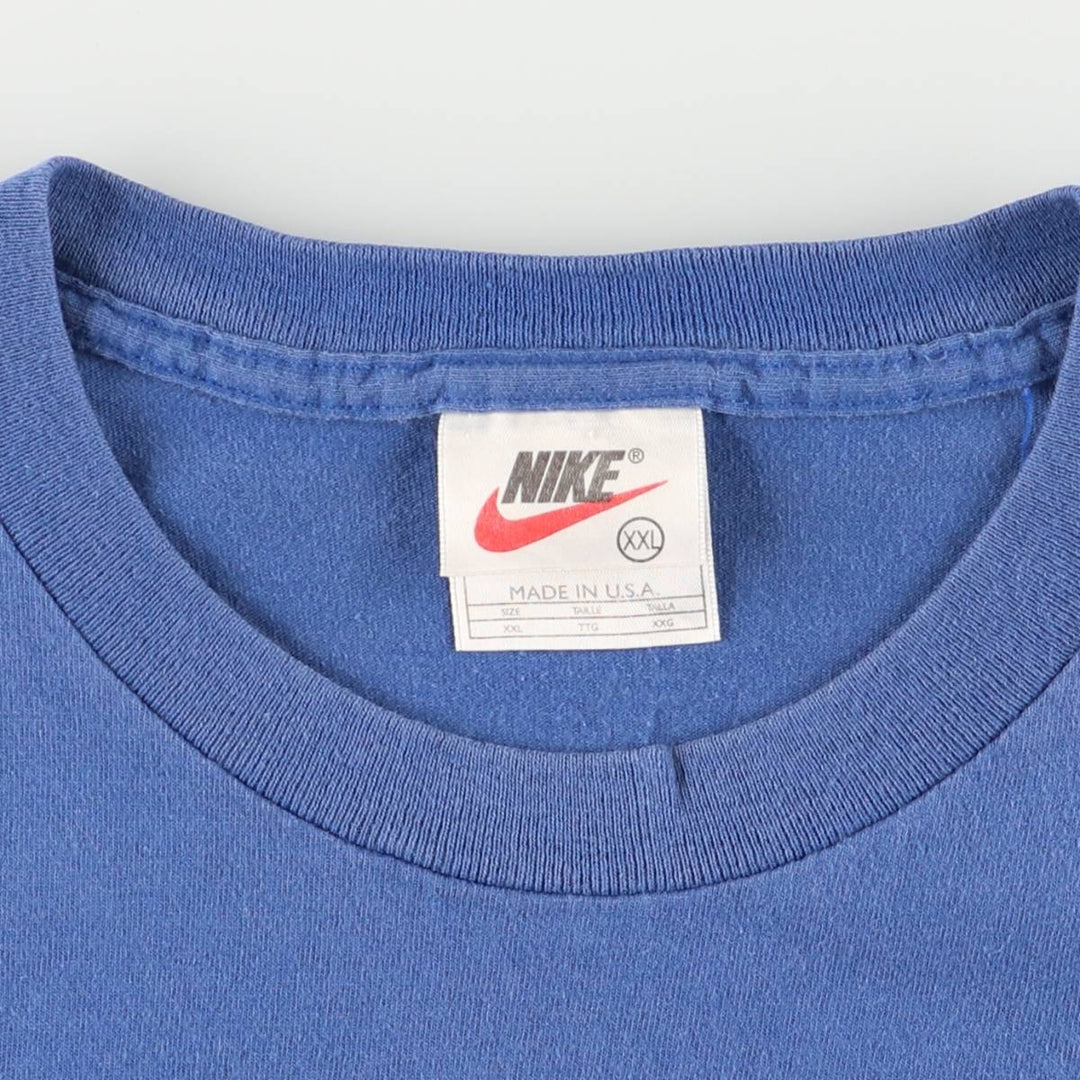 90'S Nike Logo T-shirt Made in USA Men's XXL Vintage cotton blue type Vintage Second Hand
