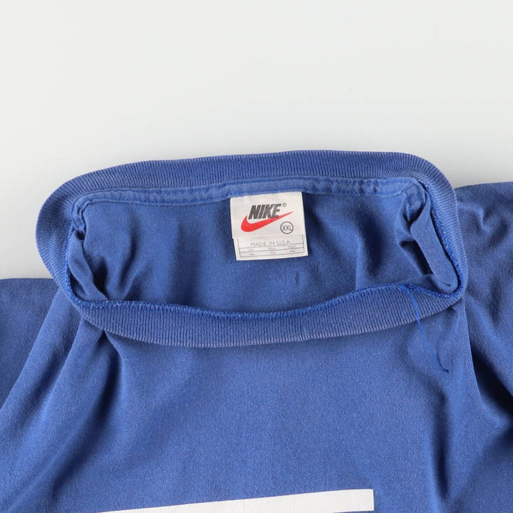 90'S Nike Logo T-shirt Made in USA Men's XXL Vintage cotton blue type Vintage Second Hand