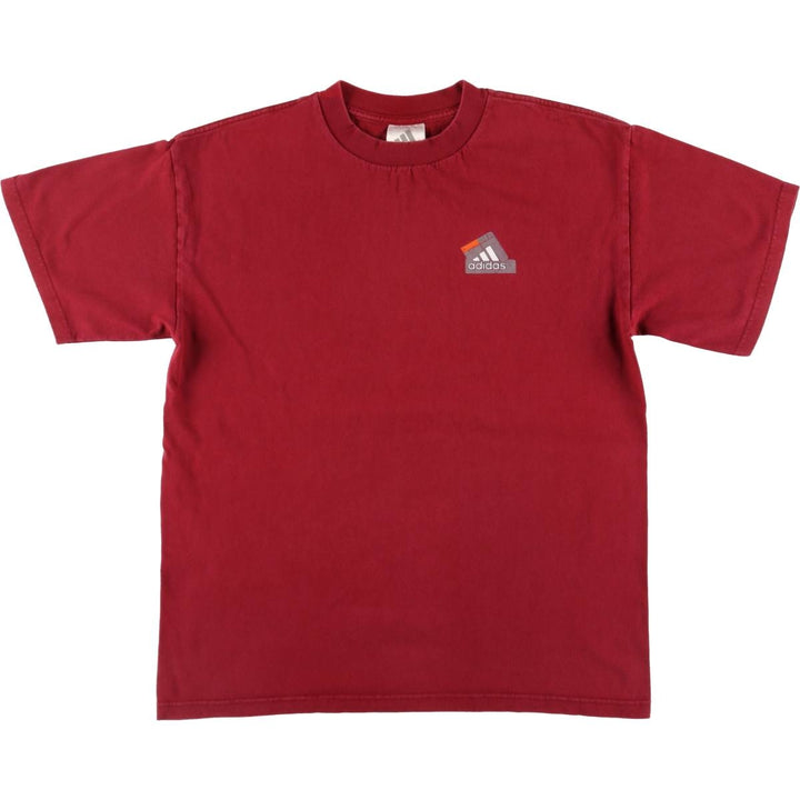 Adidas logo print T-shirt, made in USA, men's size M cotton wine-red Vintage Second Hand