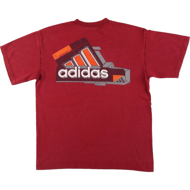 Adidas logo print T-shirt, made in USA, men's size M cotton wine-red Vintage Second Hand