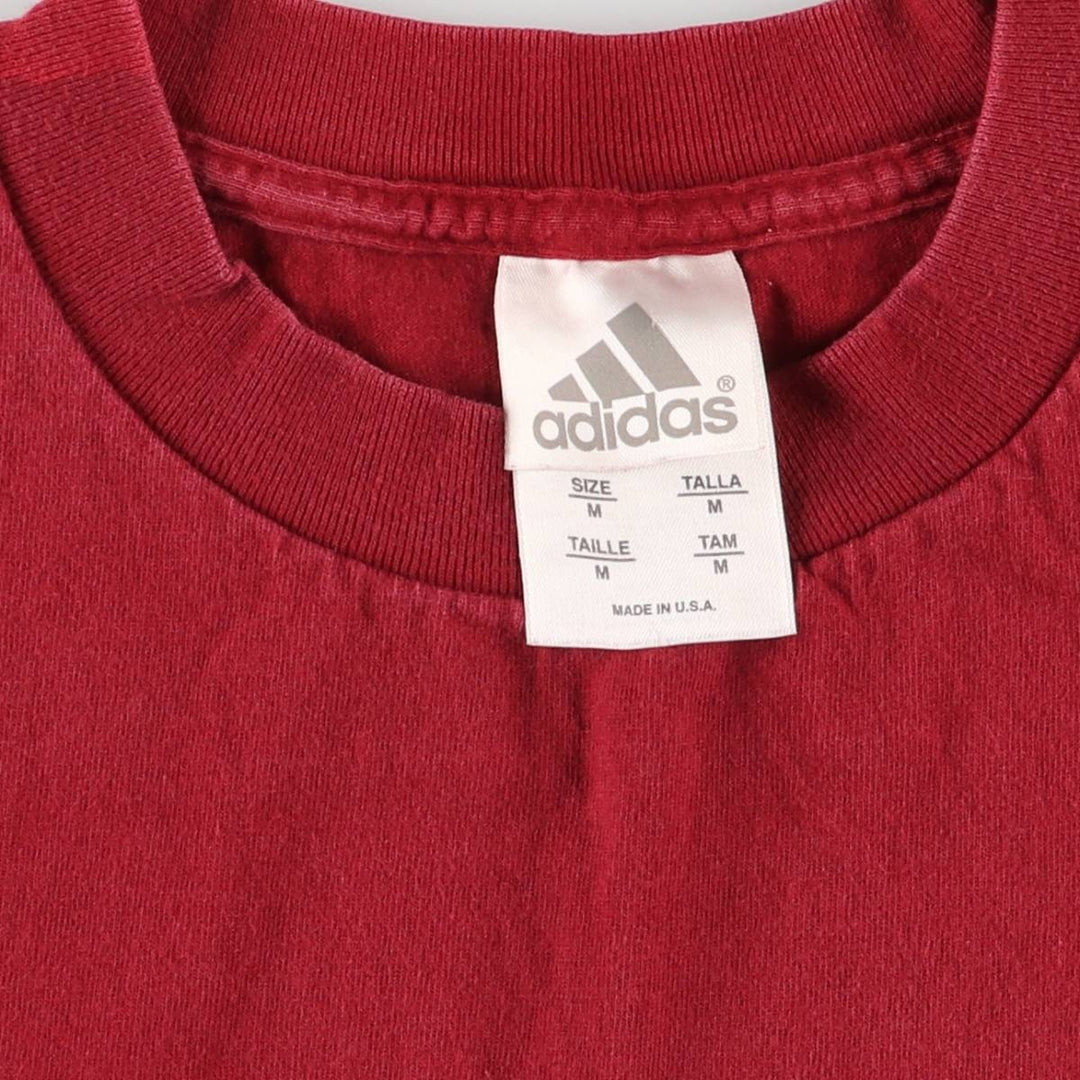 Adidas logo print T-shirt, made in USA, men's size M cotton wine-red Vintage Second Hand