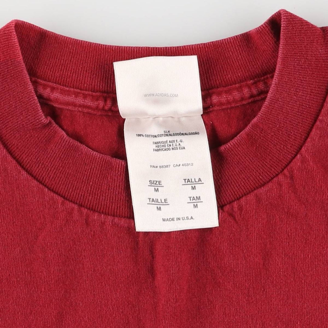 Adidas logo print T-shirt, made in USA, men's size M cotton wine-red Vintage Second Hand