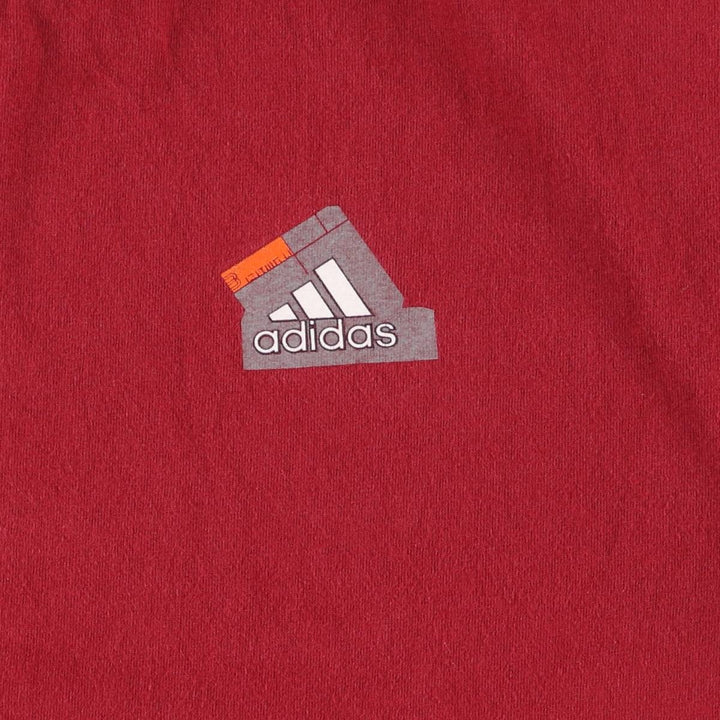 Adidas logo print T-shirt, made in USA, men's size M cotton wine-red Vintage Second Hand