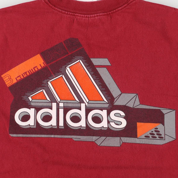 Adidas logo print T-shirt, made in USA, men's size M cotton wine-red Vintage Second Hand