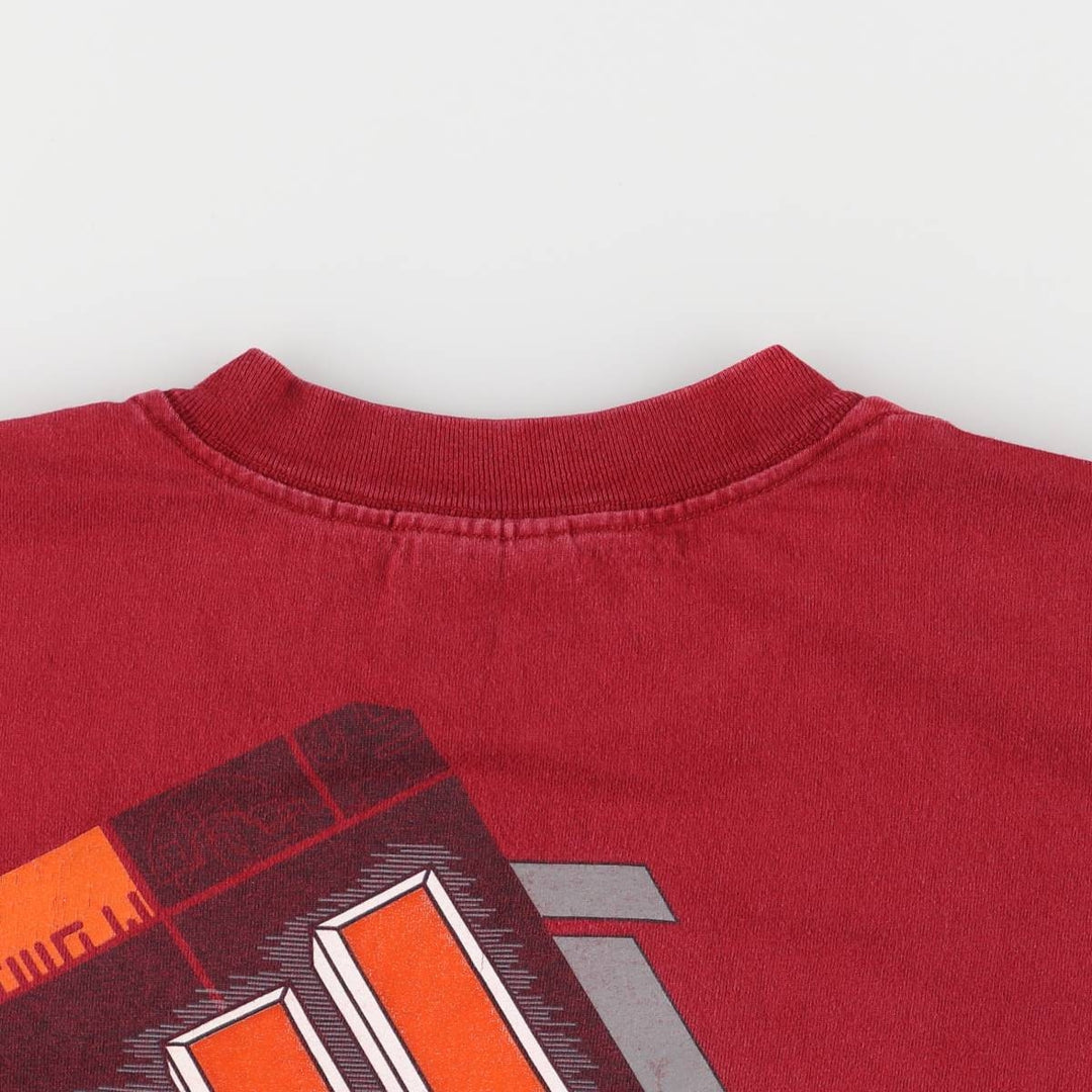 Adidas logo print T-shirt, made in USA, men's size M cotton wine-red Vintage Second Hand