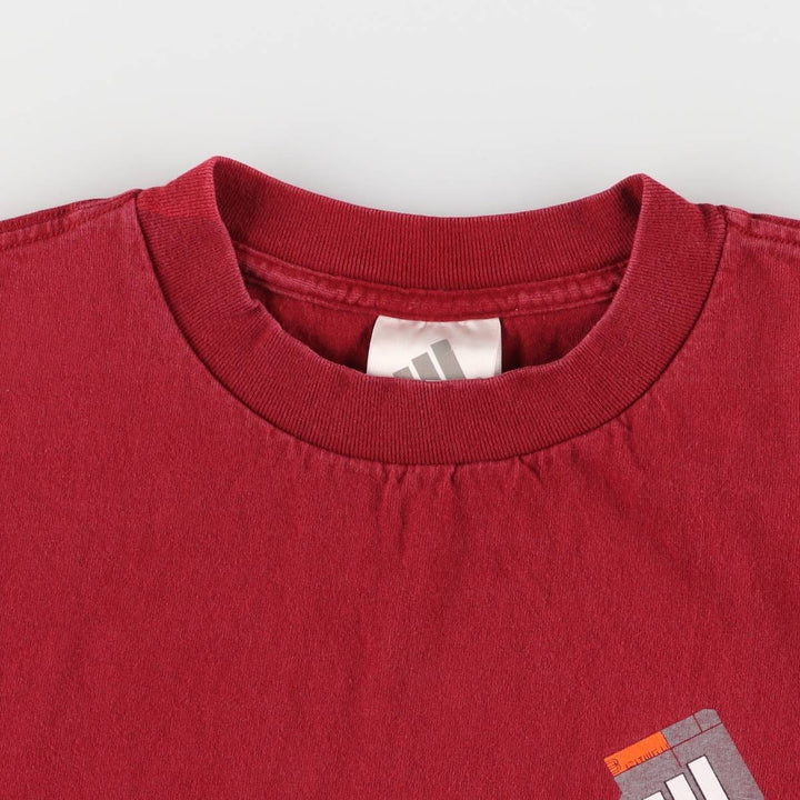Adidas logo print T-shirt, made in USA, men's size M cotton wine-red Vintage Second Hand