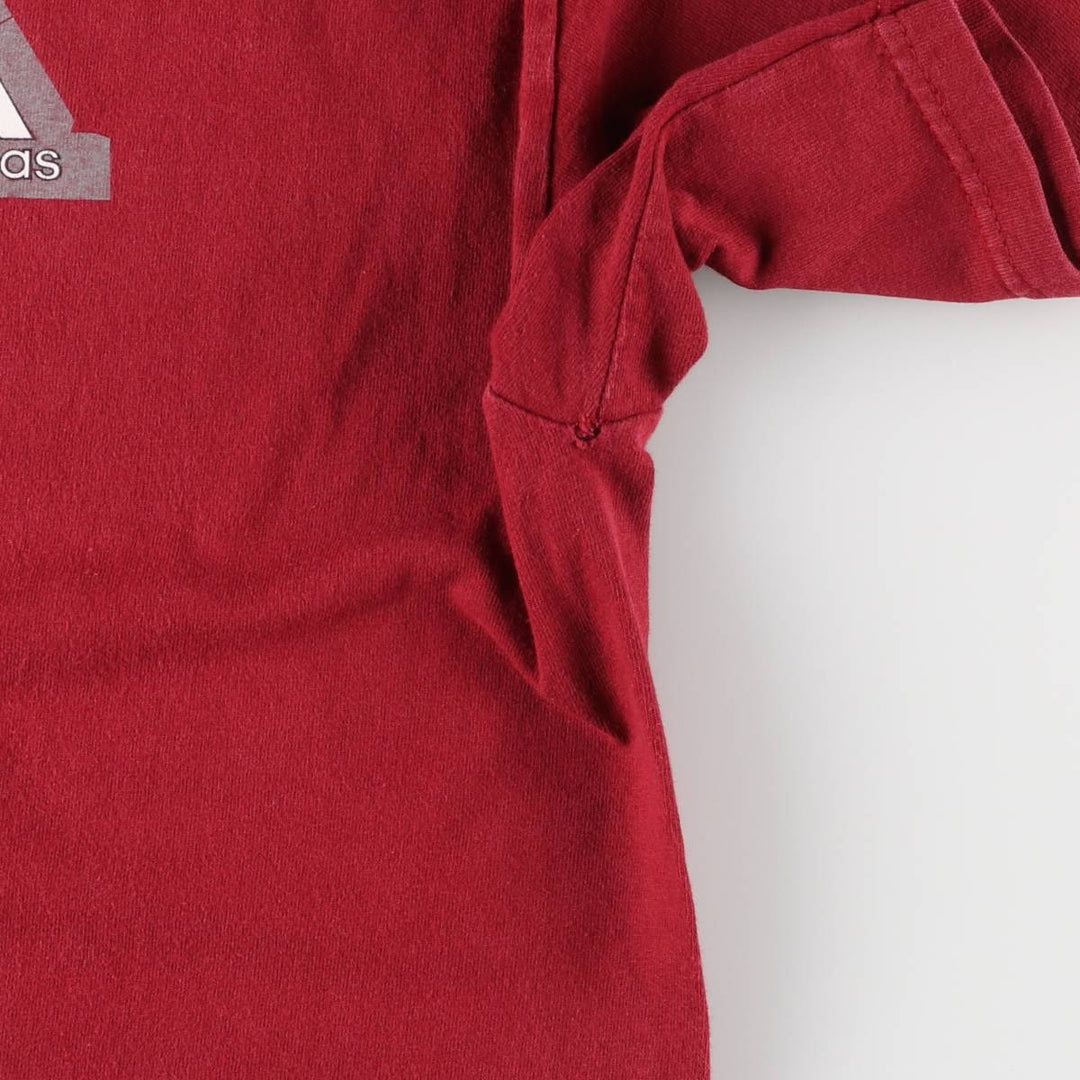 Adidas logo print T-shirt, made in USA, men's size M cotton wine-red Vintage Second Hand